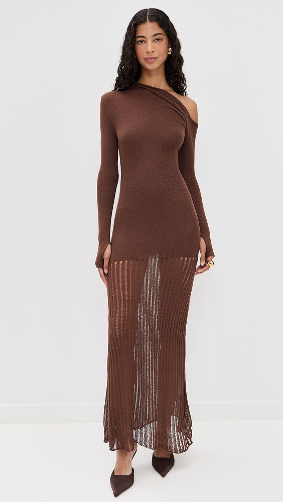 Greta One Shoulder Knit Maxi Dress