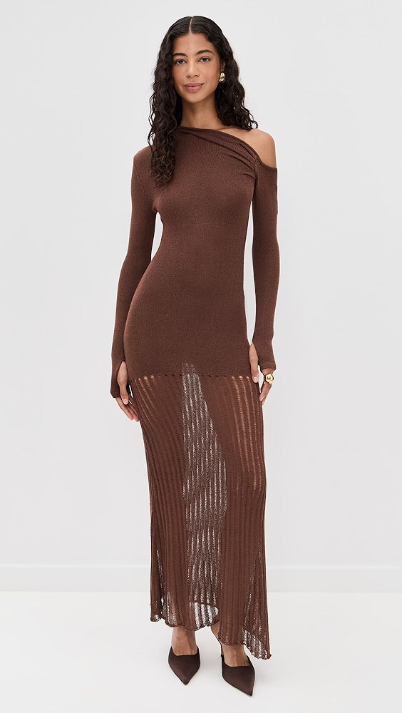 Greta One Shoulder Knit Maxi Dress