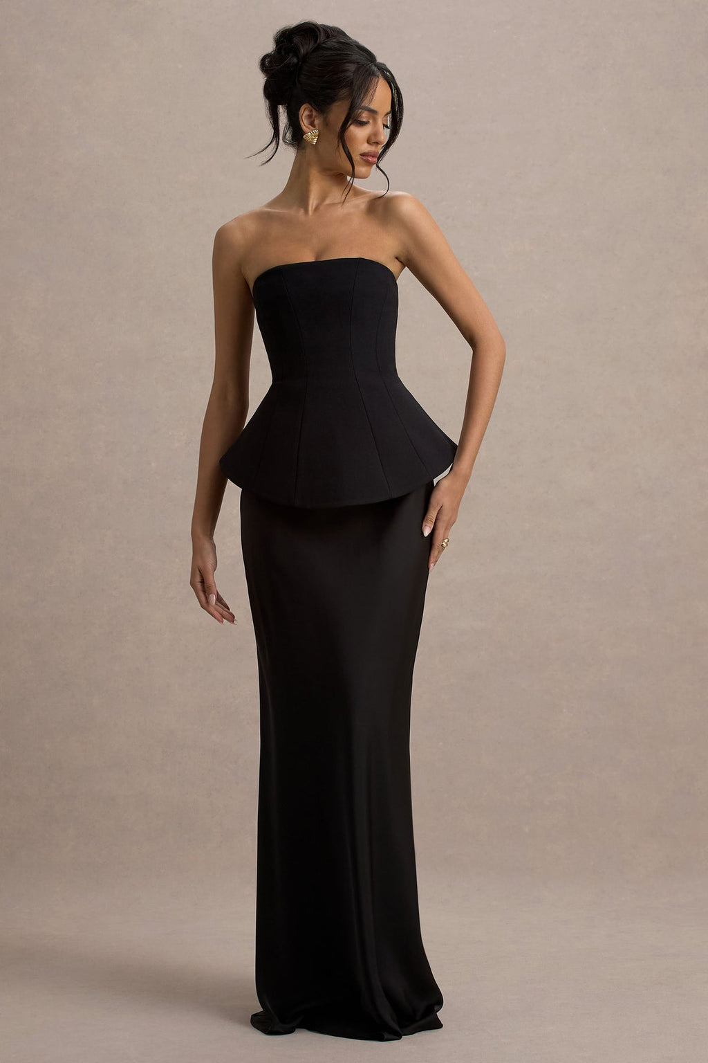 Ohio Black Strapless Corset Maxi Dress