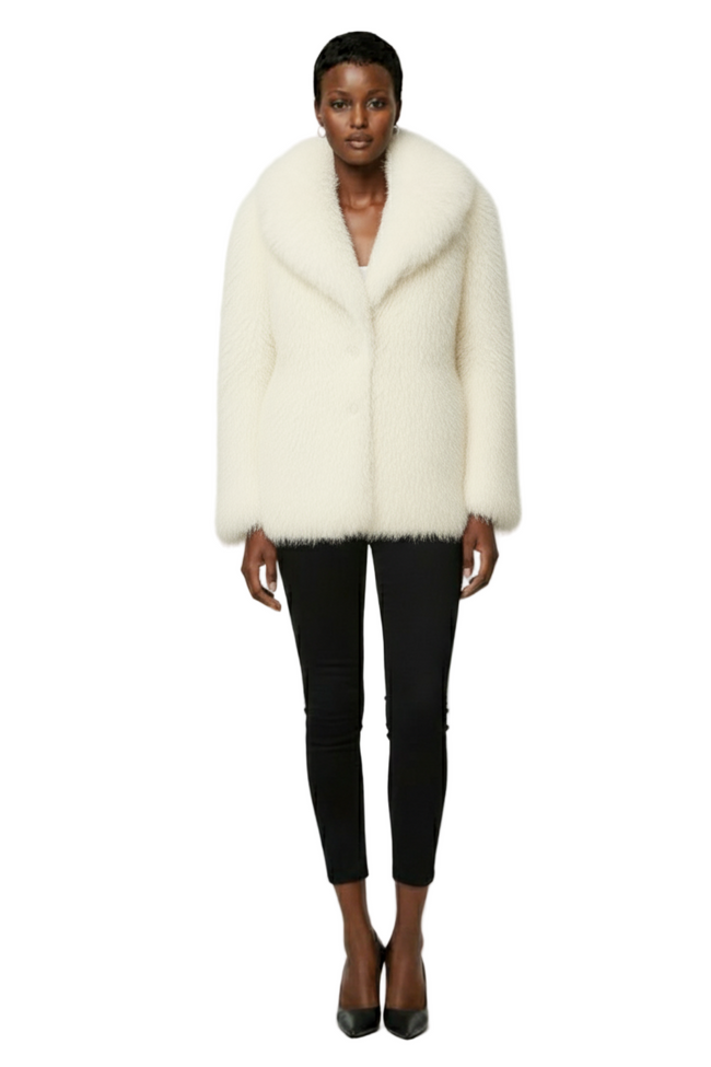 Arave Solid Color Faux Fur Lined Long Sleeve Warm Winter Jacket Hover Image