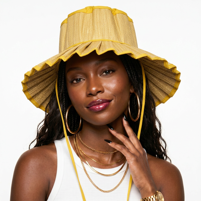 Limitless Straw Pleated Sun Hat Hover Image
